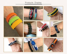 Load image into Gallery viewer, Puzzle Piece Autism Awareness Bracelets Hope Glass Cabochon Survival Paracord Charm Bracelets