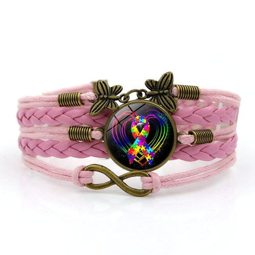 Autism Awareness Multilayer Heart Charm Bracelets