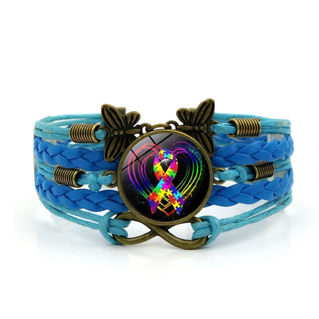 Autism Awareness Multilayer Heart Charm Bracelets