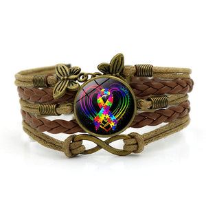 Autism Awareness Multilayer Heart Charm Bracelets