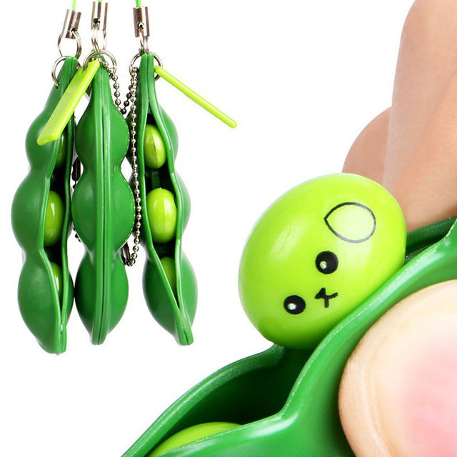 2Pcs Mini Squish Beans Anti-stress Autism Relieves Stress Phone Accessories