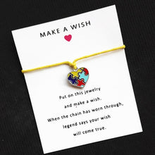 Load image into Gallery viewer, Autism Awareness Jigsaw Puzzle Piece Wish Card Bracelet