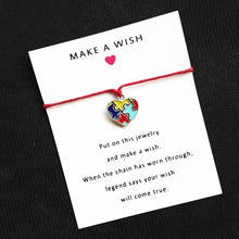 Load image into Gallery viewer, Autism Awareness Jigsaw Puzzle Piece Wish Card Bracelet