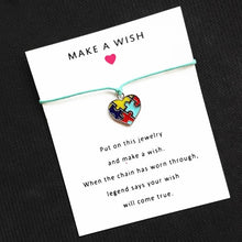 Load image into Gallery viewer, Autism Awareness Jigsaw Puzzle Piece Wish Card Bracelet