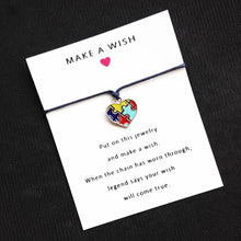 Load image into Gallery viewer, Autism Awareness Jigsaw Puzzle Piece Wish Card Bracelet