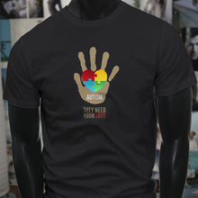 Load image into Gallery viewer, Support Strong Hand Autism Awareness Love Needed Men&#39;s T-Shirt Tee shirt