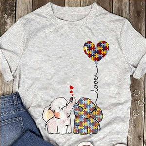 Elephant Love Womens T-Shirt Autism Awareness