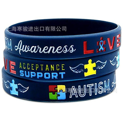 Medical alert Autism Awareness silicone rubber bracelet wristband