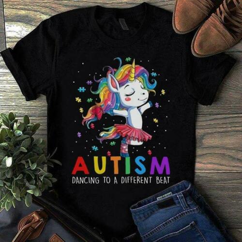 Unicorn Dancing Autism T-Shirt Cotton